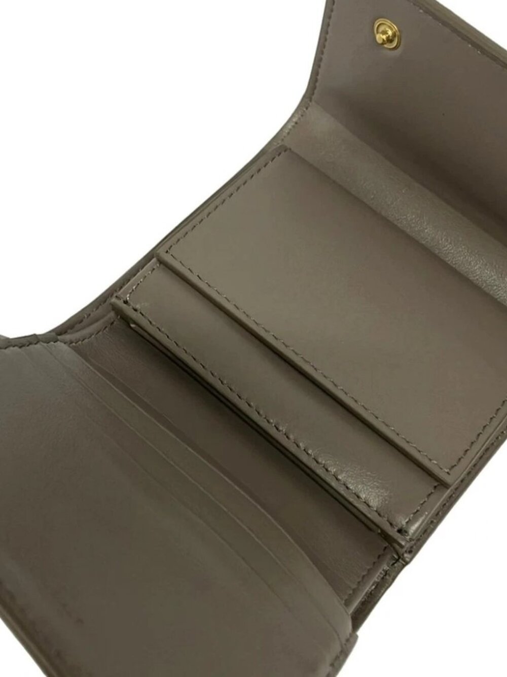 CELINE - Gray Beige Grained Calfskin Trifold Wallet - Picture 3 of 6